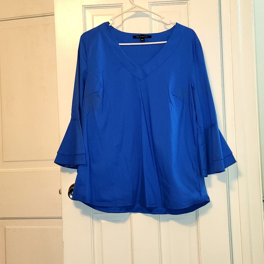 Blue bell sleeve blouse